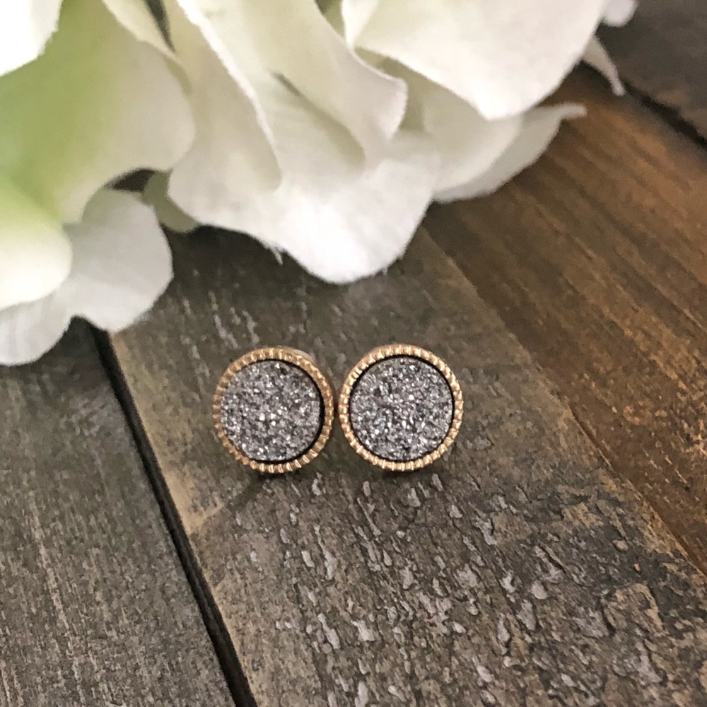 Gunmetal Gray Stud Earrings